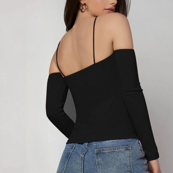 SHEIN halter off shoulder Rib-knit Tee, size XL, new with Shein Bag - Picture 2 of 2